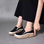 Casual Platform Slip On Loafers Women Green Beige