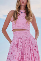 Larissa™ Embroidered Blouse & High-Waisted Maxi Skirt Ensemble