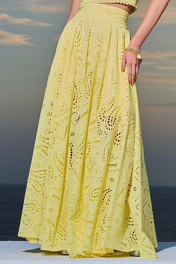 Larissa™ Embroidered Blouse & High-Waisted Maxi Skirt Ensemble