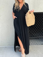 Lightweight Maxi Dress V Neck Side Slit