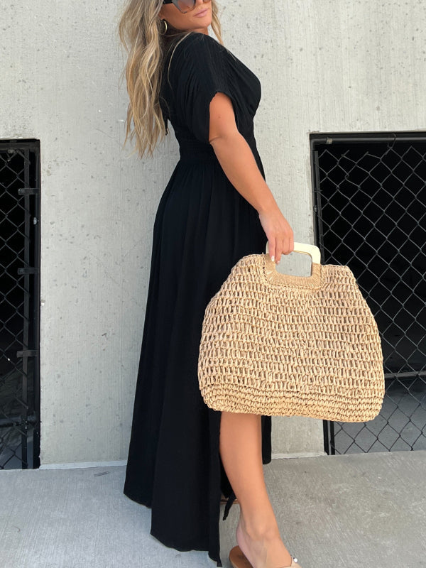 Lightweight Maxi Dress V Neck Side Slit