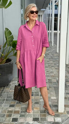 Lightweight Cotton Linen A Line Casual Dress