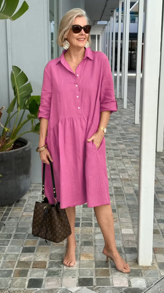 Lightweight Cotton Linen A Line Casual Dress