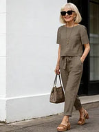 Lightweight Cotton Blend Two Piece Relaxed Fit Suit