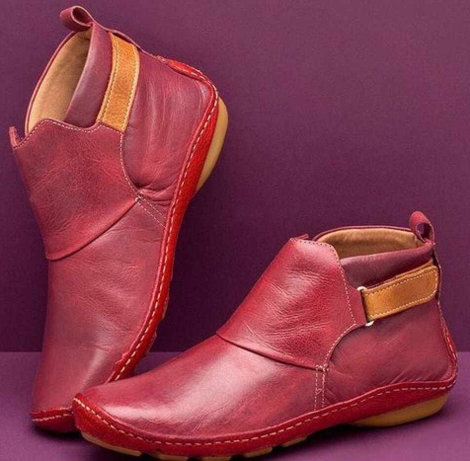 Supportive Leather Ankle Boots Comfortable Fit