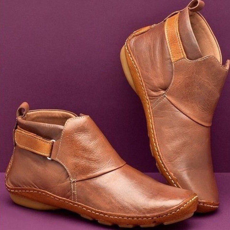 Supportive Leather Ankle Boots Comfortable Fit