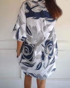 Floral A Line Dress Breathable Soft Fabric Collared Neck