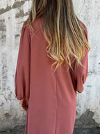 Loose Fit V Neck Balloon Sleeve Ankle Dress