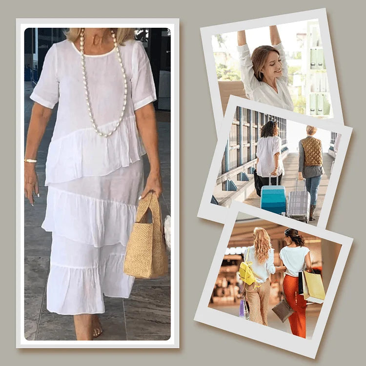 Cotton Linen Short Sleeve Dress