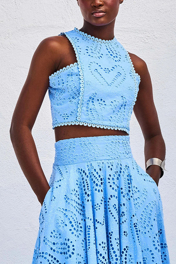 Larissa™ Embroidered Blouse & High-Waisted Maxi Skirt Ensemble