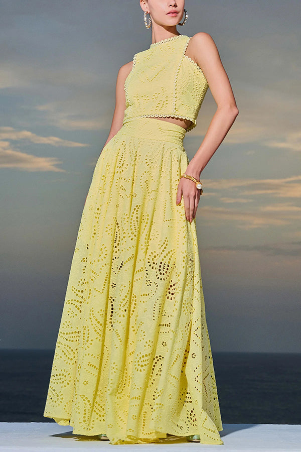 Larissa™ Embroidered Blouse & High-Waisted Maxi Skirt Ensemble