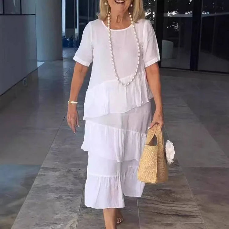 Cotton Linen Short Sleeve Dress