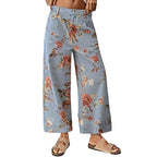 Floral Wide Leg High Waist Casual Pants