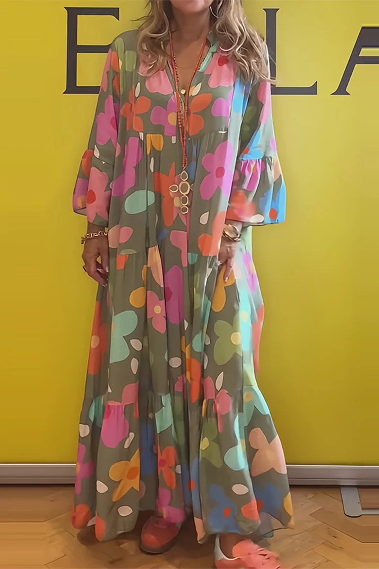 Floral Dream | Relaxed Fit Maxi Dress - Green / S Floral Dream | Relaxed Fit Maxi Dress - Green / S