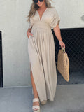Lightweight Maxi Dress V Neck Side Slit