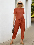Lightweight Cotton Blend Two Piece Relaxed Fit Suit