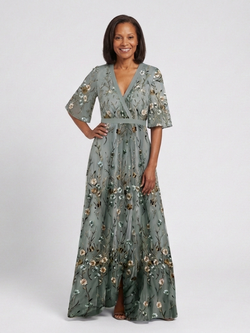 Élodie – V-Neck Long Floral Dress