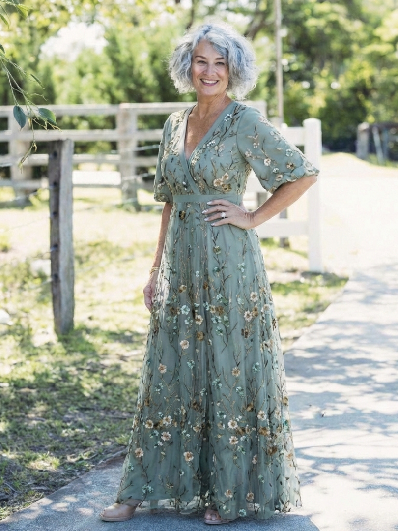 Élodie – V-Neck Long Floral Dress
