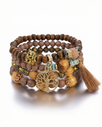 Ethnic Multi-Layer Wooden Bead Stretch Bracelet
