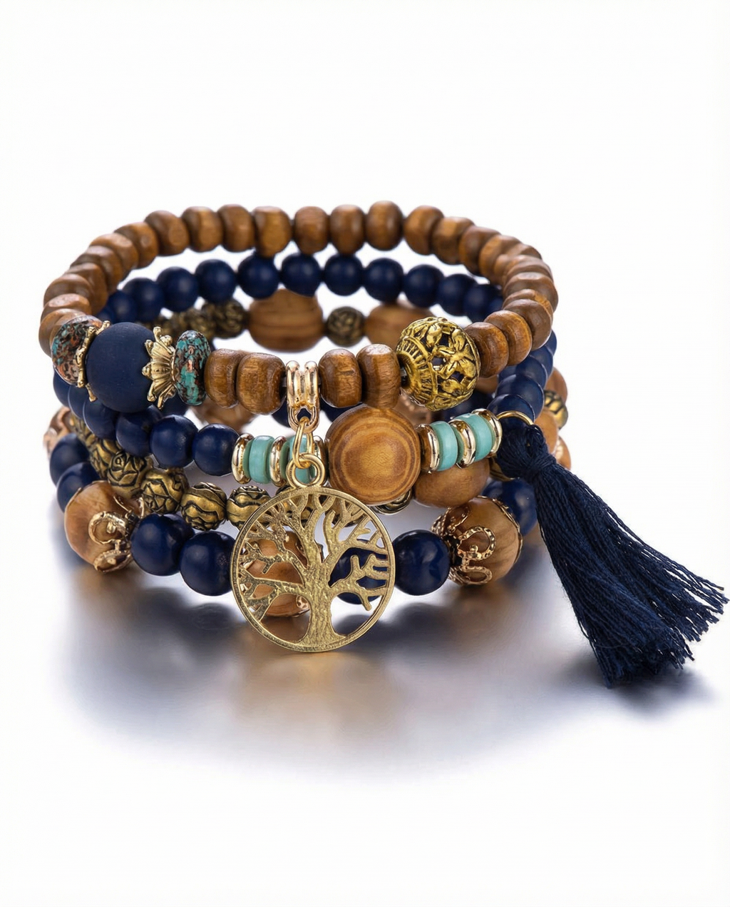 Ethnic Multi-Layer Wooden Bead Stretch Bracelet