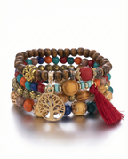 Ethnic Multi-Layer Wooden Bead Stretch Bracelet