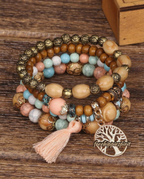 Ethnic Multi-Layer Wooden Bead Stretch Bracelet