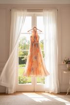 Lightweight Halter Neck Dress Flowing Floral Elegance