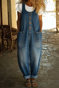 Saylor - Vintage Washed Cotton Denim Jumpsuit