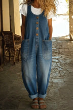 Saylor - Vintage Washed Cotton Denim Jumpsuit