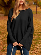 Oversized Ribbed Knit Pullover Lightweight Soft Sweater