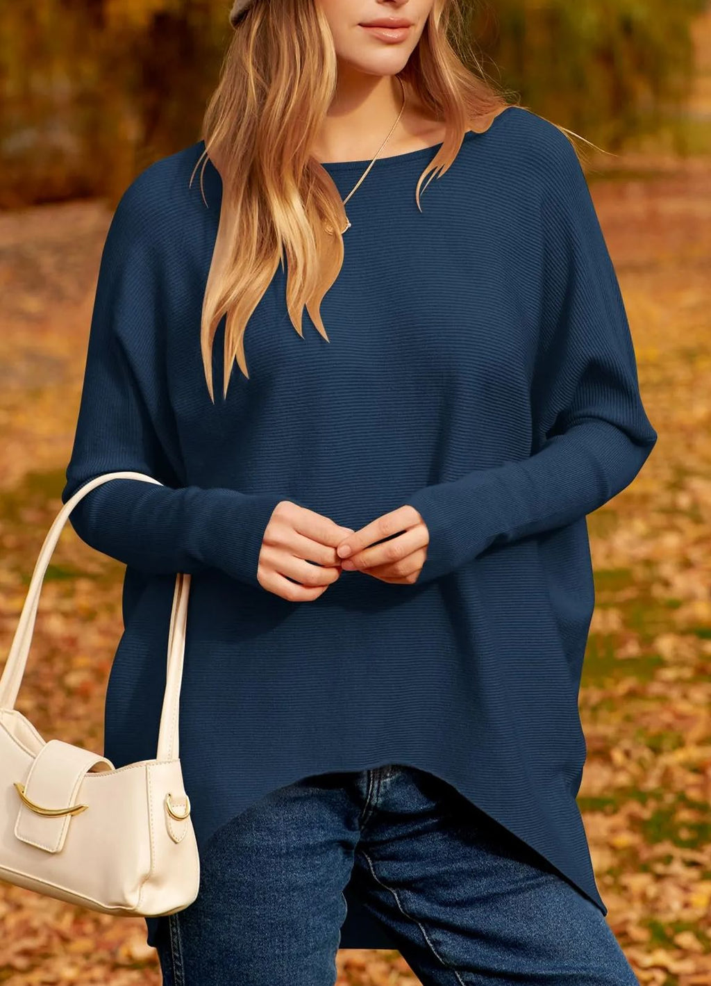 Oversized Ribbed Knit Pullover Lightweight Soft Sweater