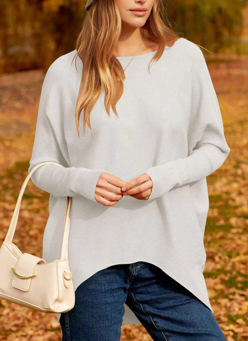 Oversized Ribbed Knit Pullover Lightweight Soft Sweater
