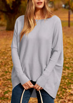 Oversized Ribbed Knit Pullover Lightweight Soft Sweater