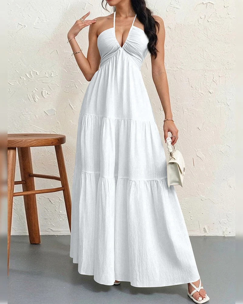 Halter Neck Tiered Maxi Dress