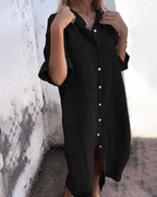 Relaxed Linen Shirt Dress Breathable Comfortable Fit