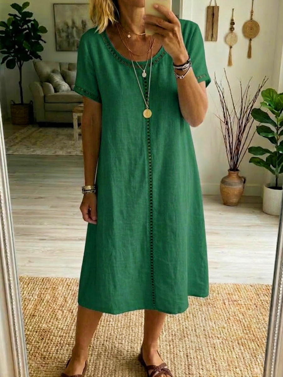 Lightweight Cotton Linen Dress Relaxed Fit Breathable