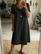 Lightweight Cotton Linen Dress Relaxed Fit Breathable