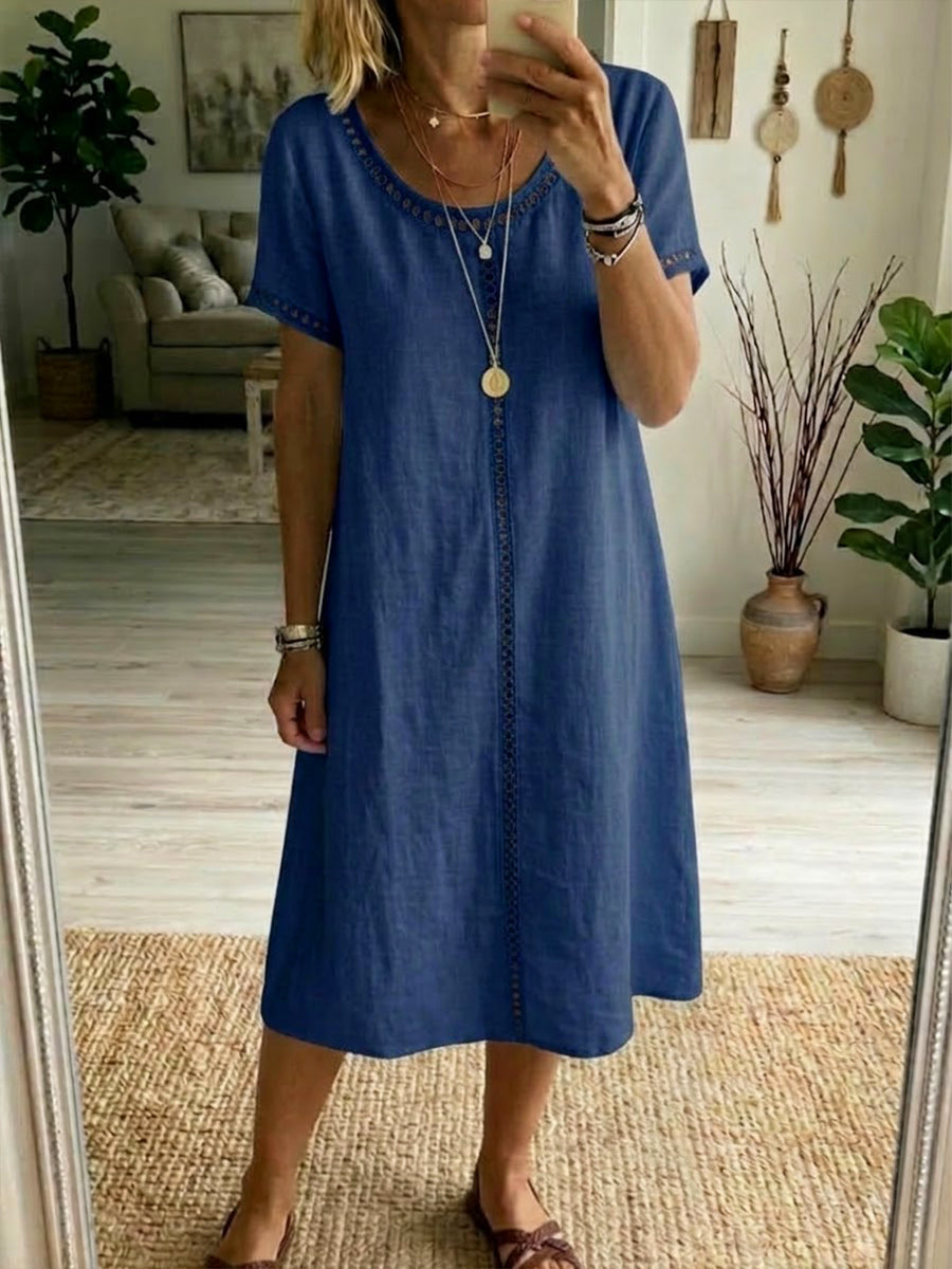 Lightweight Cotton Linen Dress Relaxed Fit Breathable