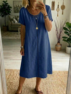 Lightweight Cotton Linen Dress Relaxed Fit Breathable