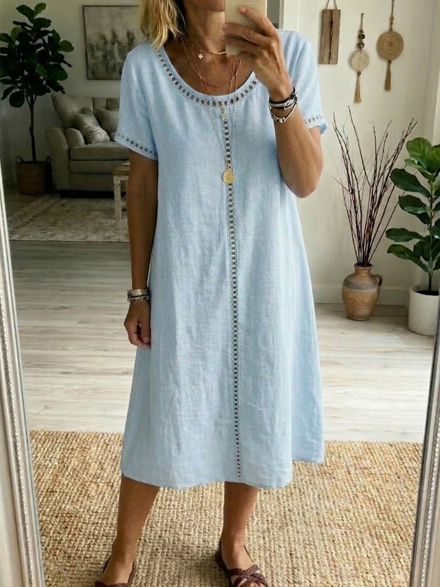 Lightweight Cotton Linen Dress Relaxed Fit Breathable