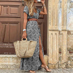 Justine™ – Elegant Bohemian Maxi Dress with Belt