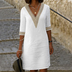 Elise – Chic V-Neck Midi Dress
