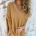 Soft V Neck Oversized Knit Top Relaxed Fit