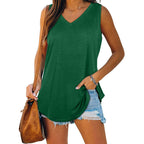Breathable Cotton V Neck Sleeveless Top Relaxed Fit