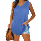 Breathable Cotton V Neck Sleeveless Top Relaxed Fit