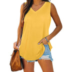 Breathable Cotton V Neck Sleeveless Top Relaxed Fit