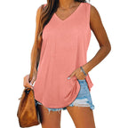 Breathable Cotton V Neck Sleeveless Top Relaxed Fit