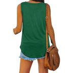 Breathable Cotton V Neck Sleeveless Top Relaxed Fit