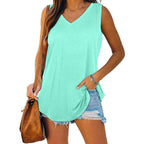Breathable Cotton V Neck Sleeveless Top Relaxed Fit