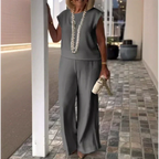 Soft Sleeveless Top and Wide Leg Pants Set Comfortable Stylish